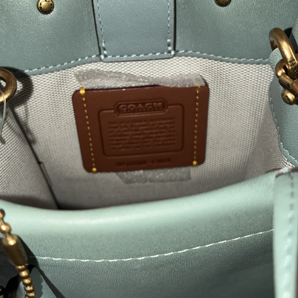 Coach Small Leather Satchel in Seafoam Green with Gold Hardware - Picture 10 of 11